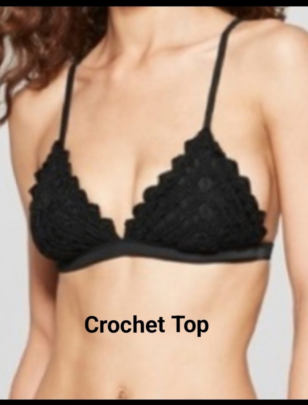 Crochet Macrame Triangle Bralette Swim Top Halter Festival
